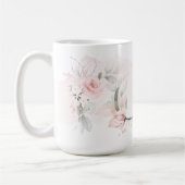 Weißrosa Rosenmonogramm Kaffeetasse (Links)
