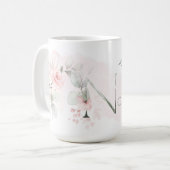 Weißrosa Rosenmonogramm Kaffeetasse (Vorderseite Links)