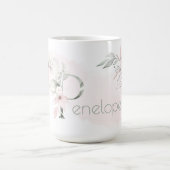 Weißrosa Rosenmonogramm Kaffeetasse (Mittel)