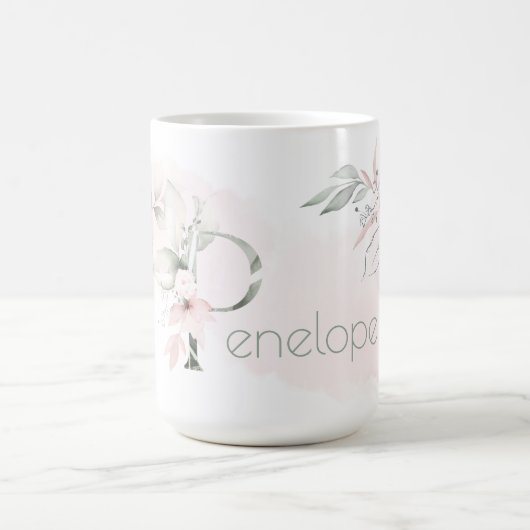 Weißrosa Rosenmonogramm Kaffeetasse (Mittel)