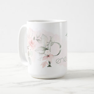 Weißrosa Rosenmonogramm Kaffeetasse