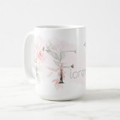 Weißrosa Rosenmonogramm Kaffeetasse (Vorderseite Links)