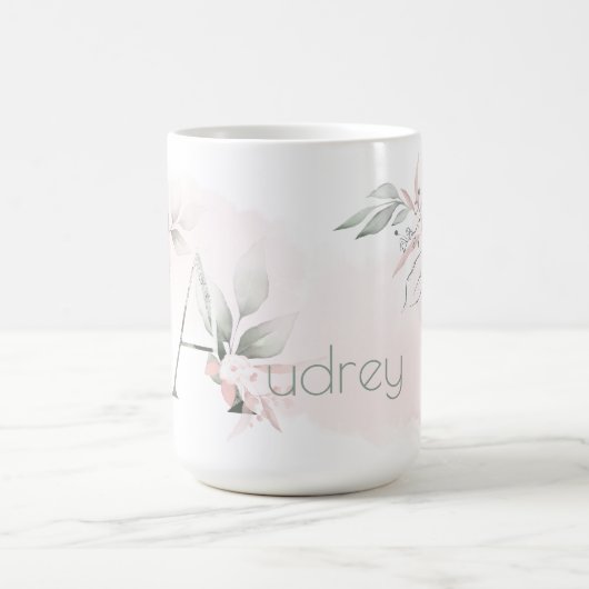 Weißrosa Rosenmonogramm Kaffeetasse (Mittel)