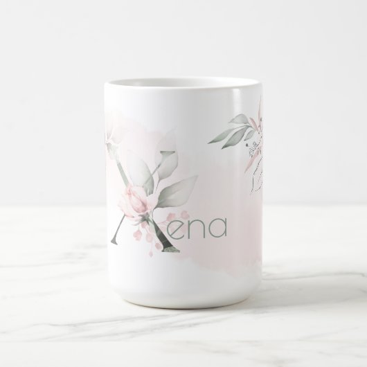 Weißrosa Rosenmonogramm-Letter X Kaffeetasse (Mittel)