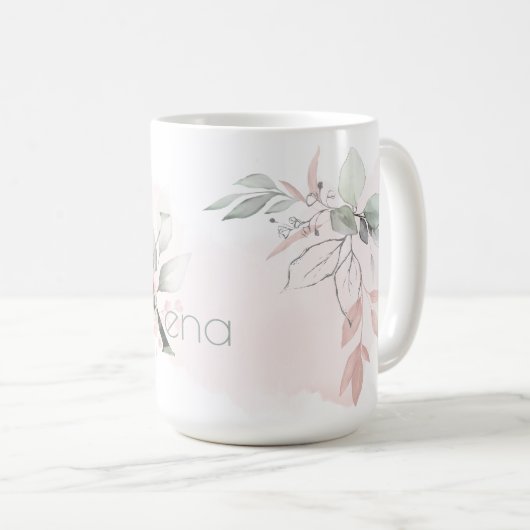 Weißrosa Rosenmonogramm-Letter X Kaffeetasse (VorderseiteRechts)