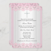 Weißrosa Spitzen Kreuztaufe Christening Einladung (Vorne/Hinten)