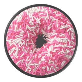 Weißrosa Sprinklen Donut Eishockey Puck