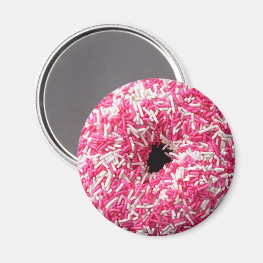 Weißrosa Sprinklen Donut Magnet (Vorderseite/Rückseite)