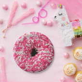 Weißrosa Sprinklen Donut Pappteller (Party)