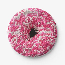 Weißrosa Sprinklen Donut Pappteller