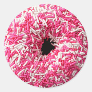 Weißrosa Sprinklen Donut Runder Aufkleber