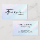 Weißrosa türkisfarbenes, holografisches Logo Visitenkarte (Vorne/Hinten)