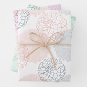 Weißrosa und blaues Dahlias - Set Geschenkpapier Set (Beispiel)