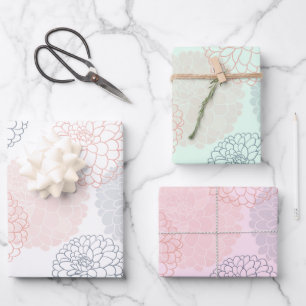 Weißrosa und blaues Dahlias - Set Geschenkpapier Set