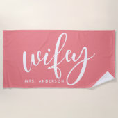 Weißrosa und weiße, frisch gepresste Braut Strandtuch (Vorderseite)