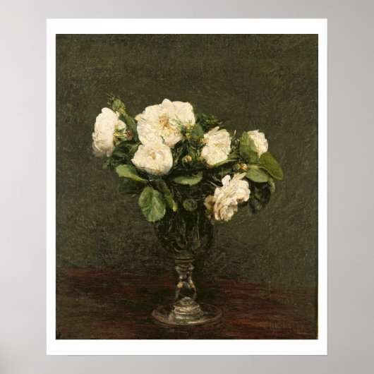 Weißrosen, 1875 (Öl auf Leinwand) Poster (Vorne)