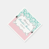 Weißrosen auf Aqua & Pink Brautparty Serviette (Ecke)