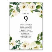 Weißrosen-Blume Hochzeit im Grünen Tischnummer (Rückseite)