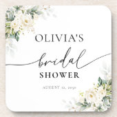 Weißrosen Blumengetränk Getränkeuntersetzer (Vorderseite)