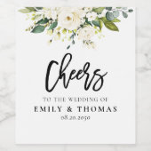 Weißrosen Blumenwein-Etikett Weinetikett (Einzelnes Label)