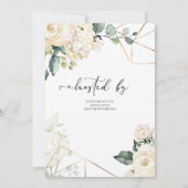 Weißrosen und Hydrangeas Glitzer Bridal Einladung (Rückseite)