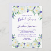 Weißrosen und Veilchen Wasserfarbenes Brautparty Einladung (Vorne/Hinten)