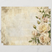 Weißrosen Vintages antikes Papier (Vorne/Hinten)