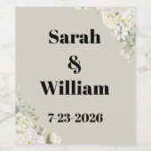 Weißrosen-Weinflaschenetikett Weinetikett (Einzelnes Label)