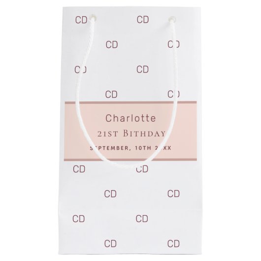 Weißrosengold-Monogramm Kleine Geschenktüte (Vorderseite)