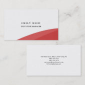 Weißrote Kurven modern beruflich minimalistisch Visitenkarte (Vorne/Hinten)