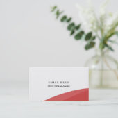 Weißrote Kurven modern beruflich minimalistisch Visitenkarte (Stehend Vorderseite)