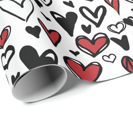 Weißrotes schwarzes Geschenkpapier (Rolleneckpunkt)