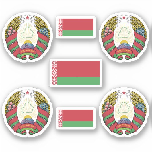Weißrussisches Wappen und Flaggenaufkleber Aufkleber (Vorderseite)