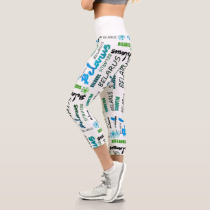 Weißrussland Беларусь Nationale Kornblumen-Legging Capri Leggings