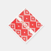 Weißrussland Б е л а р с у Folk Pattern Red White Serviette (Ecke)