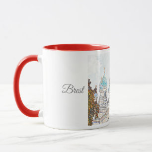 Weißrussland Б е л а у с р ь Brest Cityscape Sketc Tasse