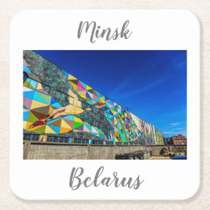 Weißrussland Б л а е с р Minsk Architecture Unters Rechteckiger Pappuntersetzer