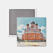 Weißrussland Architecture Red Church Magnet (Vorderseite/Rückseite)