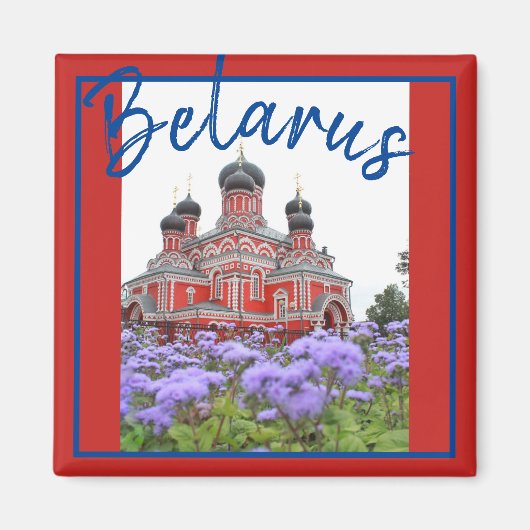 Weißrussland Architecture Red Church Magnet (Vorne)