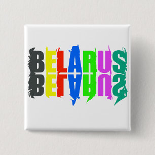 Weißrussland Bunte Fröhliche Buchstaben Button
