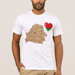 Weißrussland Flag Herz und Karte T - Shirt