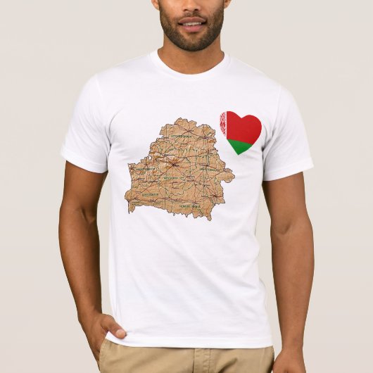 Weißrussland Flag Herz und Karte T - Shirt (Vorderseite)