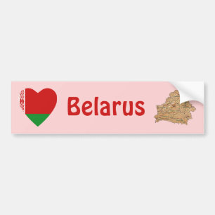 Weißrussland-Flagge Herz + Karte Aufkleber Autoaufkleber