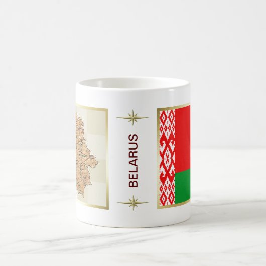 Weißrussland-Flagge + Karten-Tasse Kaffeetasse (Mittel)