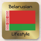 Weißrussland-Flagge+Text-Untersetzer Getränkeuntersetzer (Vorderseite)