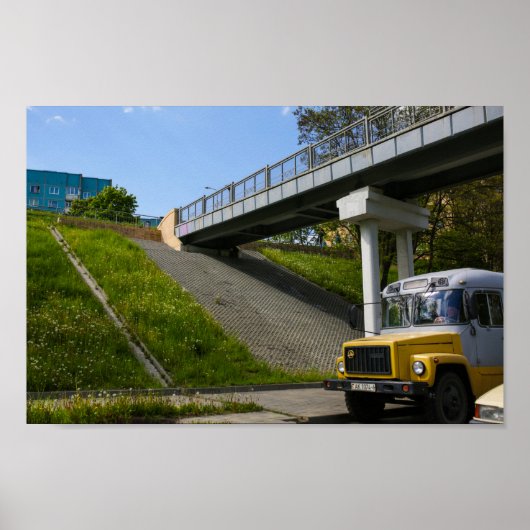 Weißrussland Grodno Old Retro Sowjetbus Poster (Vorne)