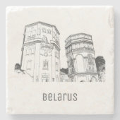 Weißrussland Grodno Wassertürme Sketch-Architektur Steinuntersetzer (Vorderseite)