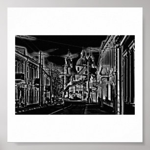 Weißrussland Hrodna Grodno Stilisiertes Architektu Poster