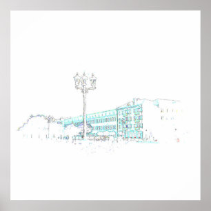 Weißrussland Hrodna Stilisierte Architektur Skizze Poster
