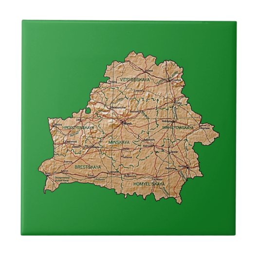 Weißrussland-Karten-Fliese Fliese (Vorderseite)